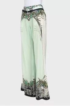 Printed silk trousers