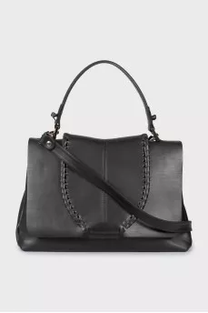 Leather bag with wicker