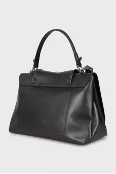 Leather bag with wicker