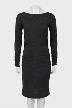 Gray wool dress