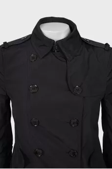 Cropped black trench coat