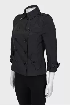 Cropped black trench coat