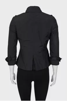 Cropped black trench coat
