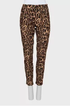 Animal print velor trousers