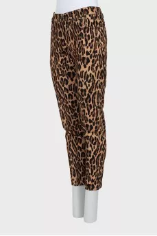 Animal print velor trousers