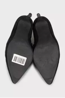 Suede ankle boots with zipper