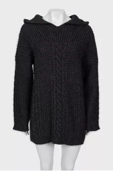 Knitted dress with hood