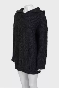 Knitted dress with hood