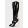 Two-tone high heel boots