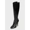 Two-tone high heel boots