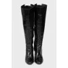 Two-tone high heel boots