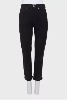 Black raw hem jeans