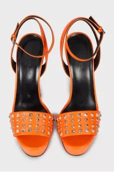 Orange sandals with rhinestones