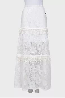 Lace white maxi skirt