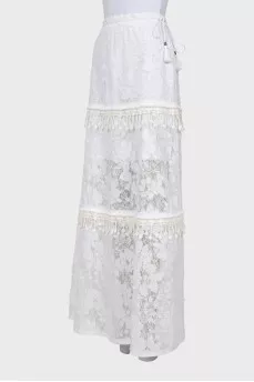 Lace white maxi skirt