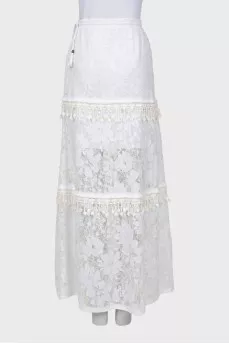 Lace white maxi skirt