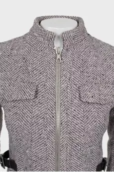 Tweed jacket with zipper