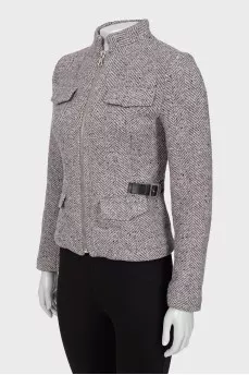 Tweed jacket with zipper