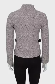 Tweed jacket with zipper