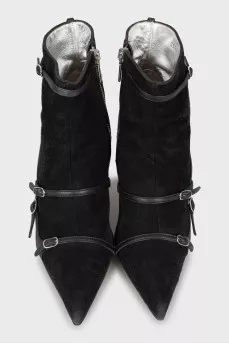 Suede ankle boots with buckles