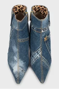 Denim stiletto ankle boots