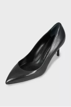 Black leather shoes