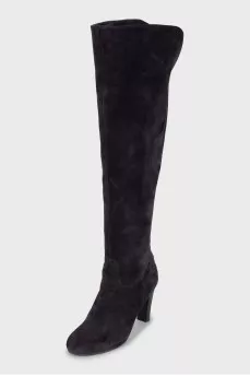 Suede dark blue boots