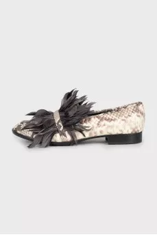 Embossed embellished loafers