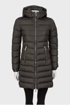 Quilted down jacket with silver hardware