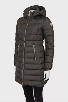 Quilted down jacket with silver hardware