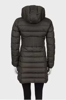 Quilted down jacket with silver hardware