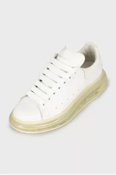 Leather sneakers with transparent sole
