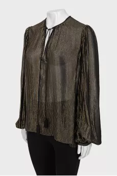 Silk blouse with golden stripes