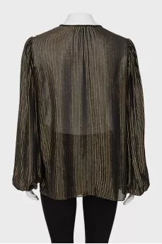 Silk blouse with golden stripes