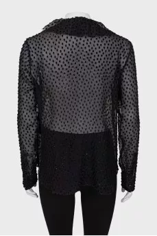 Translucent blouse with polka dots
