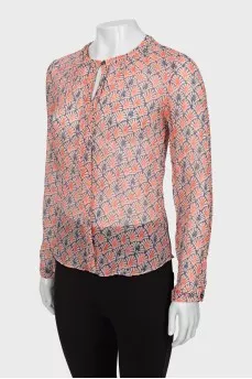 Translucent blouse with print