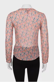 Translucent blouse with print