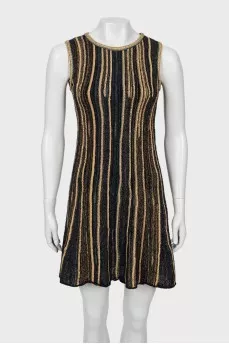 Two-tone mini dress with lurex