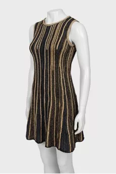 Two-tone mini dress with lurex