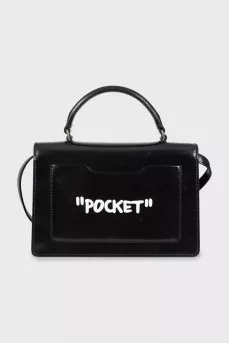 Кожаная сумка с серебристым лого