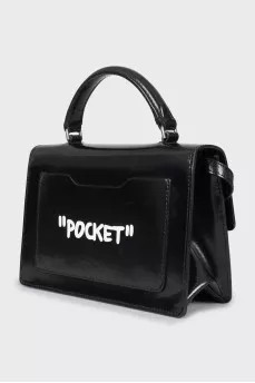 Кожаная сумка с серебристым лого