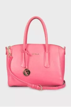 Leather bag with keychain