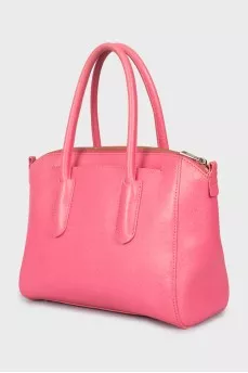 Leather bag with keychain