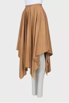 Asymmetrical leather skirt