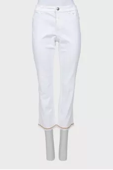 White jeans with hem decoration
