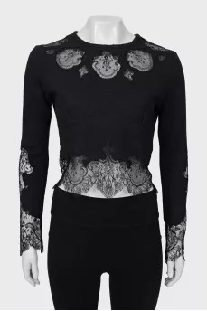Black sweater with lace