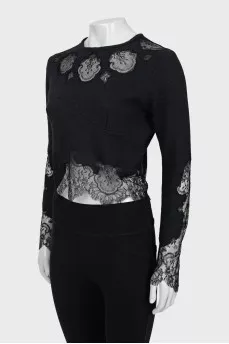 Black sweater with lace