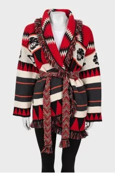 Cashmere cardigan with patterns