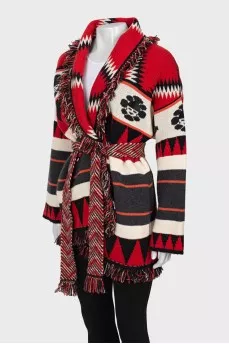 Cashmere cardigan with patterns