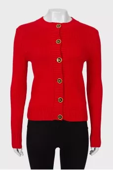 Cashmere cardigan with logo buttons